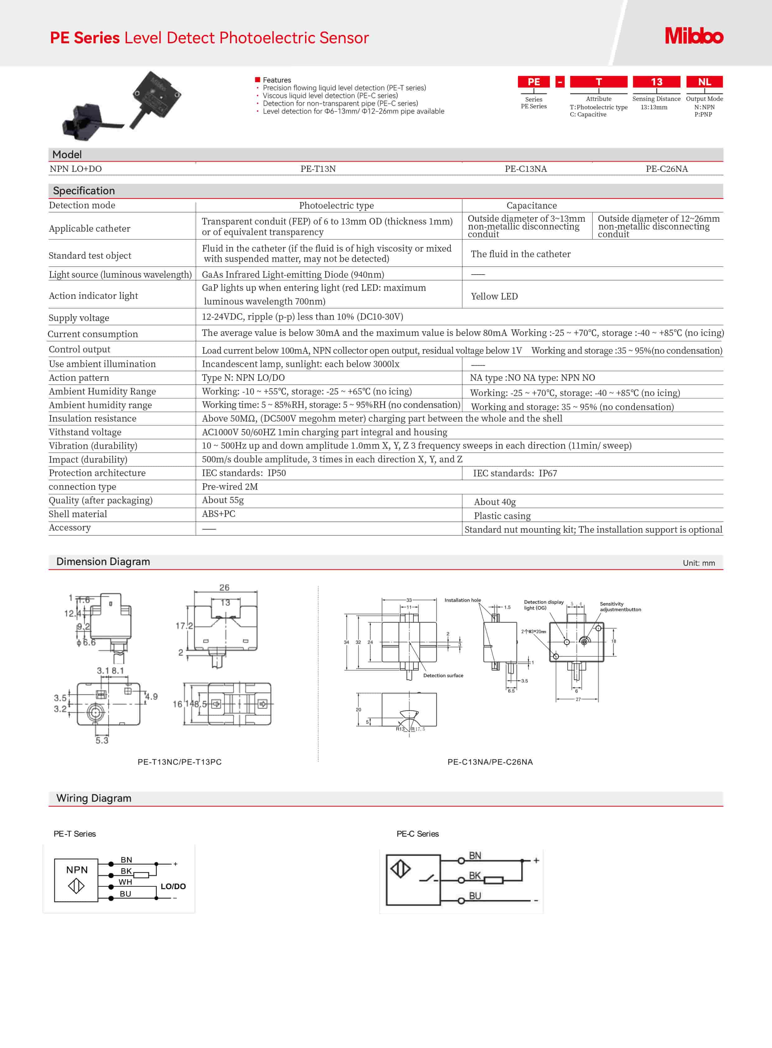 PE Series Level Detect Photoelectric Sensor